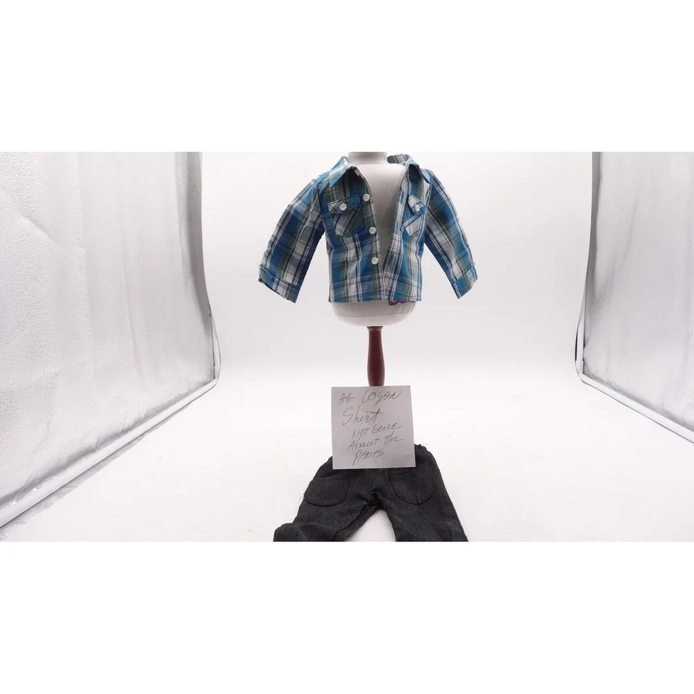 American Girl Doll Logan Outfit‎ Plaid Button Down Shirt and Denim Pants